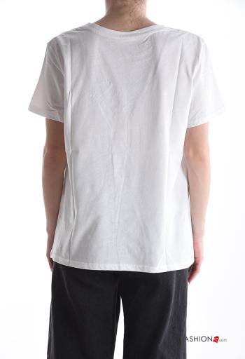 Embroidered short sleeve crew neck Cotton T-shirt - ph 2