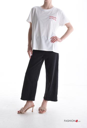 Embroidered short sleeve crew neck Cotton T-shirt - ph 5