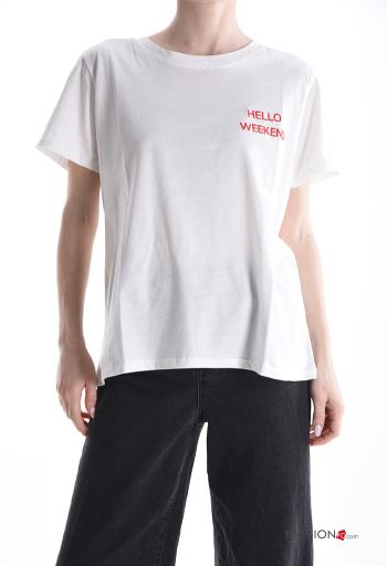 Embroidered short sleeve crew neck Cotton T-shirt