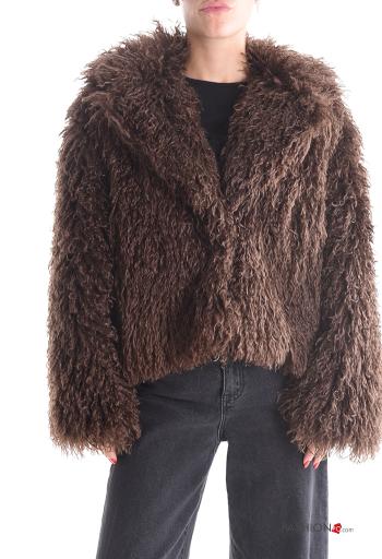 faux fur long sleeve Coat with buttons with lining with pockets - ph 1