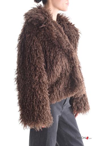 faux fur long sleeve Coat with buttons with lining with pockets - ph 3