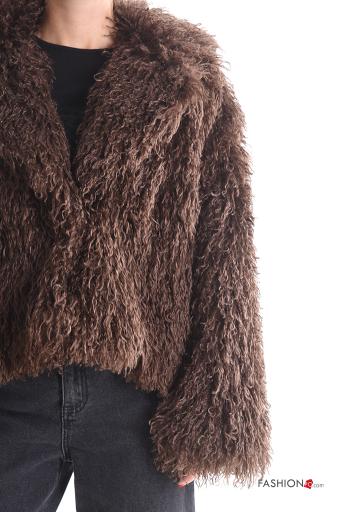 faux fur long sleeve Coat with buttons with lining with pockets - ph 4