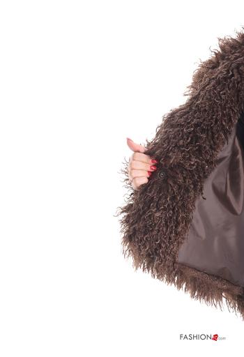 faux fur long sleeve Coat with buttons with lining with pockets - ph 6