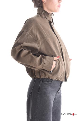 lange ärmel Jacke aus Baumwolle mit Knöpfen mit Taschen mit Reißverschluss mit Futter Rollkragen- - ph 3