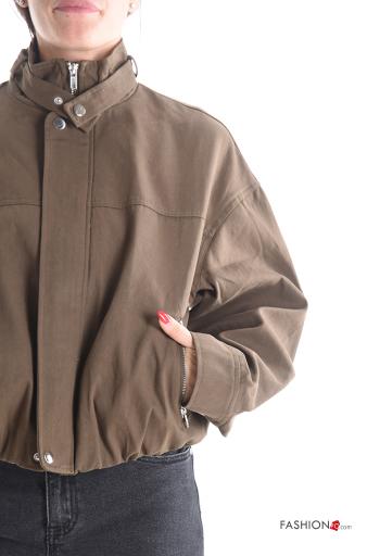 lange ärmel Jacke aus Baumwolle mit Knöpfen mit Taschen mit Reißverschluss mit Futter Rollkragen- - ph 4