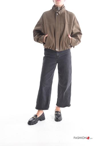 lange ärmel Jacke aus Baumwolle mit Knöpfen mit Taschen mit Reißverschluss mit Futter Rollkragen- - ph 5