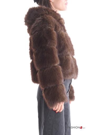 Casaco de Pelo Sintético com forro com capuz com fecho com bolsos - ph 3