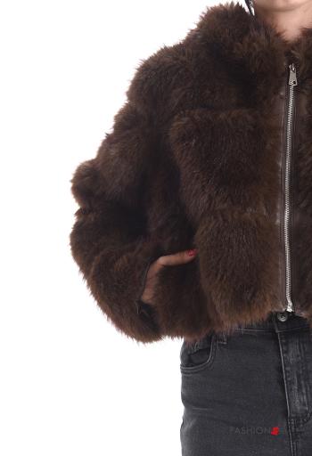 Casaco de Pelo Sintético com forro com capuz com fecho com bolsos - ph 4