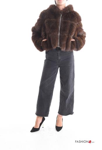 Casaco de Pelo Sintético com forro com capuz com fecho com bolsos - ph 5