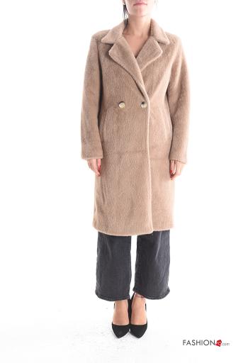 Cappotto maniche lunghe con fodera con bottoni con tasche