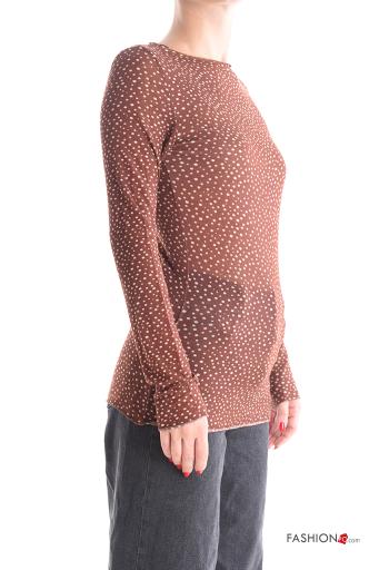 Polka-dot Cashmere Blend Long sleeved top boat neckline - ph 3
