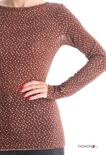 Polka-dot Cashmere Blend Long sleeved top boat neckline - ph 4