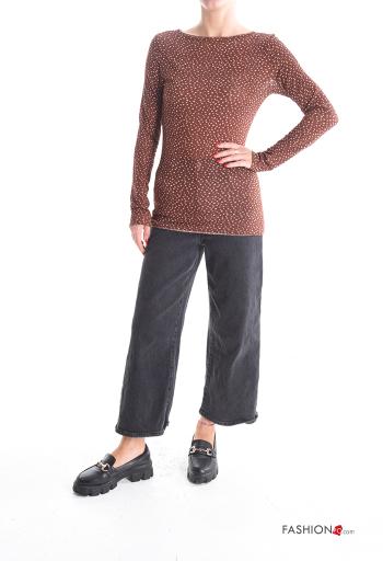 Polka-dot Cashmere Blend Long sleeved top boat neckline - ph 5