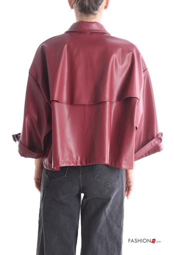 with buckle with collar faux leather Jacket with buttons - ph 2