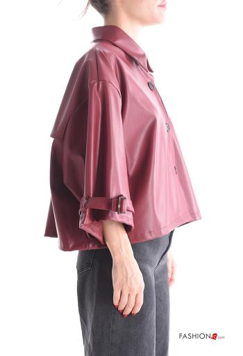 with buckle with collar faux leather Jacket with buttons - ph 3