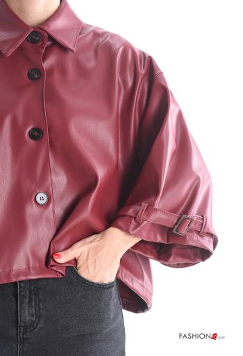 with buckle with collar faux leather Jacket with buttons - ph 4