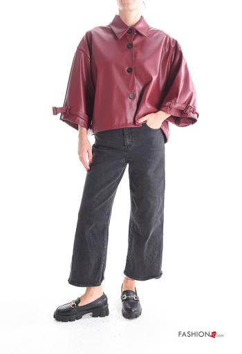 with buckle with collar faux leather Jacket with buttons - ph 5