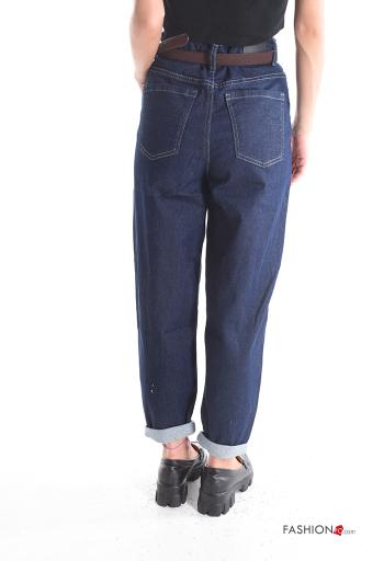 Jeans in Cotone denim con tasche con cintura con zip - ph 2