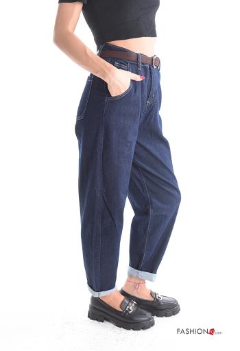 Jeans in Cotone denim con tasche con cintura con zip - ph 3