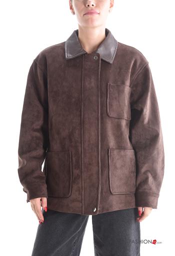 Blusão manga comprida com gola com botões com fecho com forro - ph 1