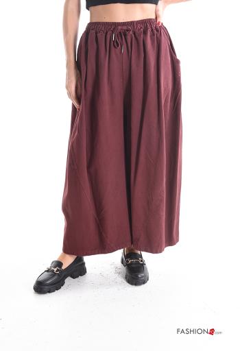 oversized wide leg Cotton Trousers with pockets with elastic - ph 1