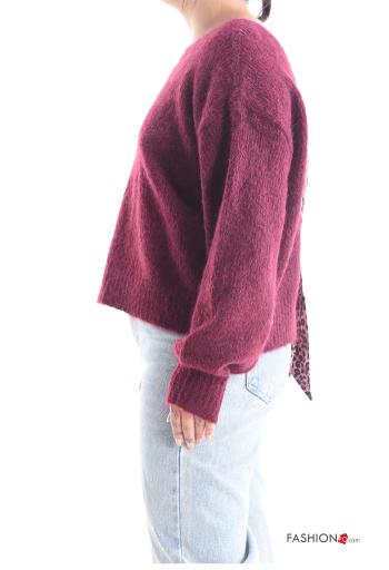 long sleeve crew neck backless Wool Mix Sweater with bow - ph 3