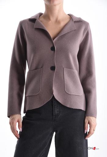 Gilet manches longues à collet à boutons avec poches