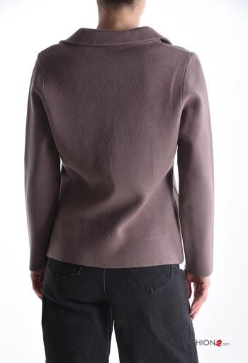 Gilet manches longues à collet à boutons avec poches - ph 2