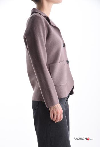 Gilet manches longues à collet à boutons avec poches - ph 3