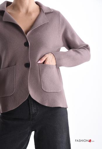 Gilet manches longues à collet à boutons avec poches - ph 4