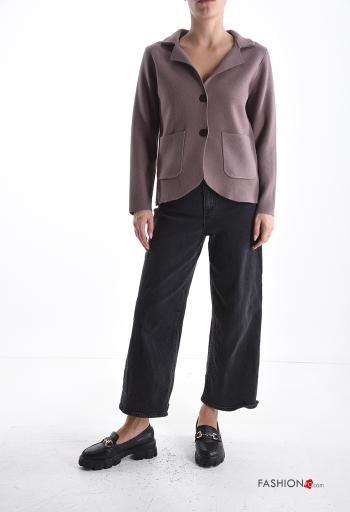 Gilet manches longues à collet à boutons avec poches - ph 5