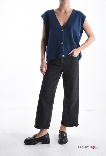 sleeveless Wool Mix Cardigan with buttons with v-neck - ph 5