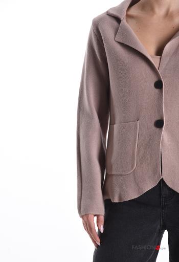 long sleeve with collar Cardigan with buttons with pockets - ph 4