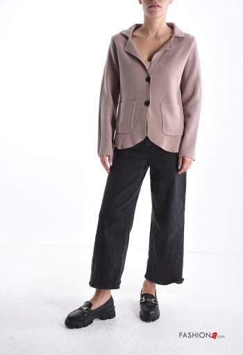 long sleeve with collar Cardigan with buttons with pockets - ph 5