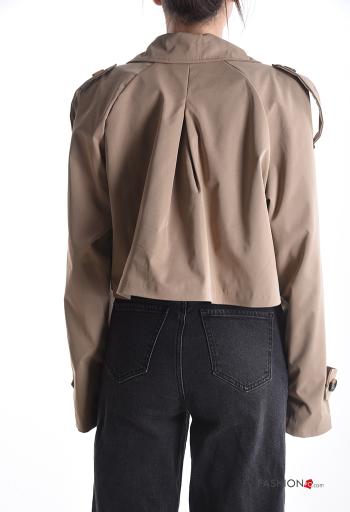 Gabardina em Algodão manga comprida curto com botões - ph 2