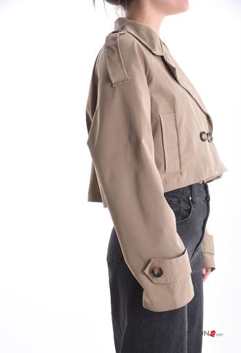 Gabardina em Algodão manga comprida curto com botões - ph 3