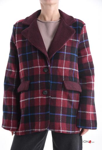 Tartan long sleeve Cotton Blazer with buttons with lining - ph 1