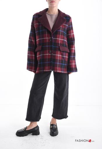 Tartan long sleeve Cotton Blazer with buttons with lining - ph 5