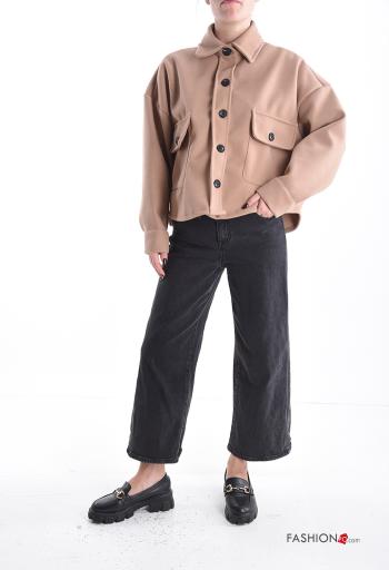 long sleeve with collar Bomber Jacket with buttons with pockets - ph 5