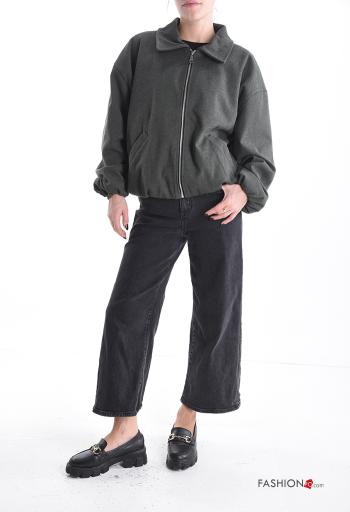 with collar Bomber Jacket with zip with elastic with lining with pockets - ph 5
