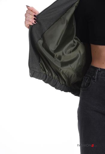 with collar Bomber Jacket with zip with elastic with lining with pockets - ph 6