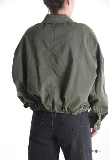 long sleeve with collar Cotton Jacket with buttons with pockets - ph 2