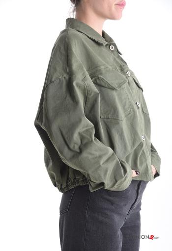 long sleeve with collar Cotton Jacket with buttons with pockets - ph 3