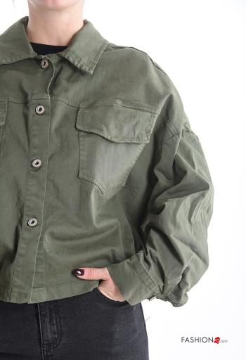 long sleeve with collar Cotton Jacket with buttons with pockets - ph 4