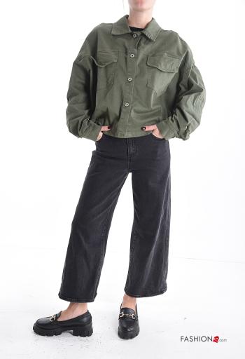 long sleeve with collar Cotton Jacket with buttons with pockets - ph 5