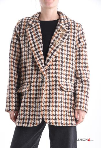 Houndstooth long sleeve Blazer with buttons with lining with pockets - ph 1