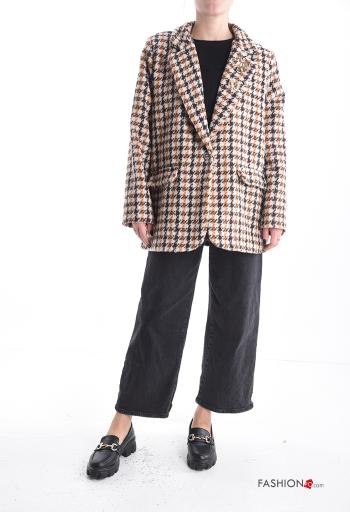 Houndstooth long sleeve Blazer with buttons with lining with pockets - ph 5