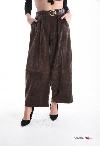 Samt wide leg Hose mit Gürtel mit gummizug mit Taschen - ph 1