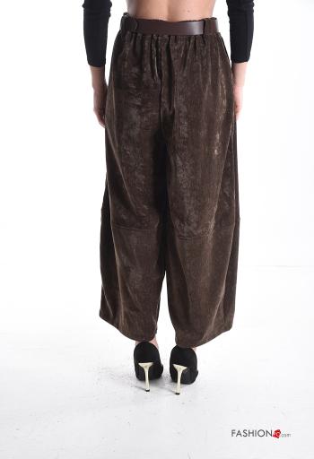 Samt wide leg Hose mit Gürtel mit gummizug mit Taschen - ph 2