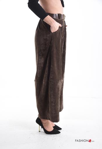 Samt wide leg Hose mit Gürtel mit gummizug mit Taschen - ph 3